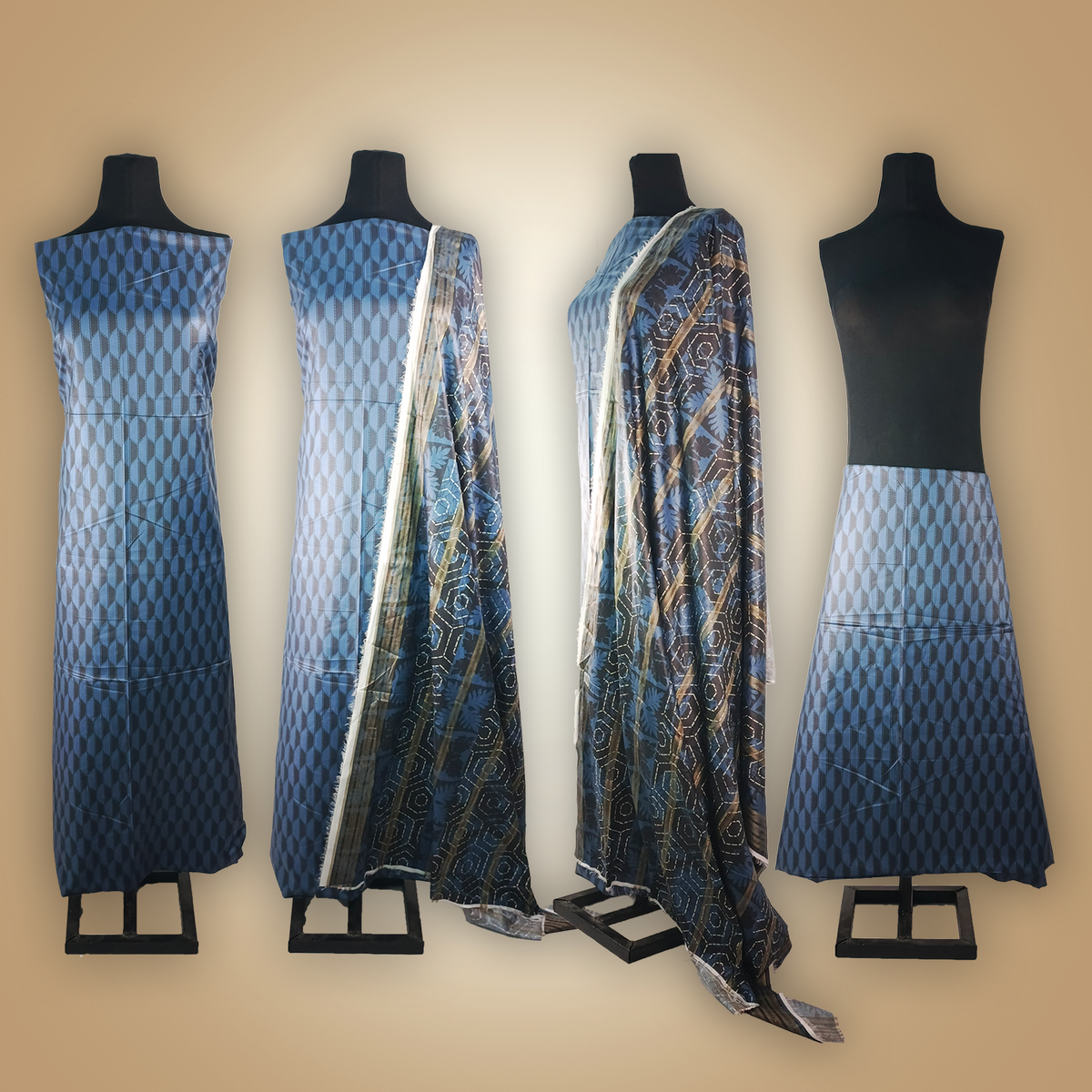 MIDNIGHT GEOMETRY - 3 Piece Printed Linen Suit