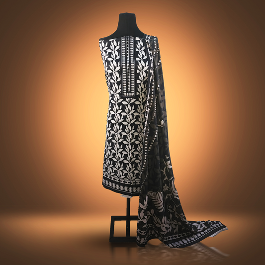 NOIR BLOOM - 3 Piece Printed Linen Suit