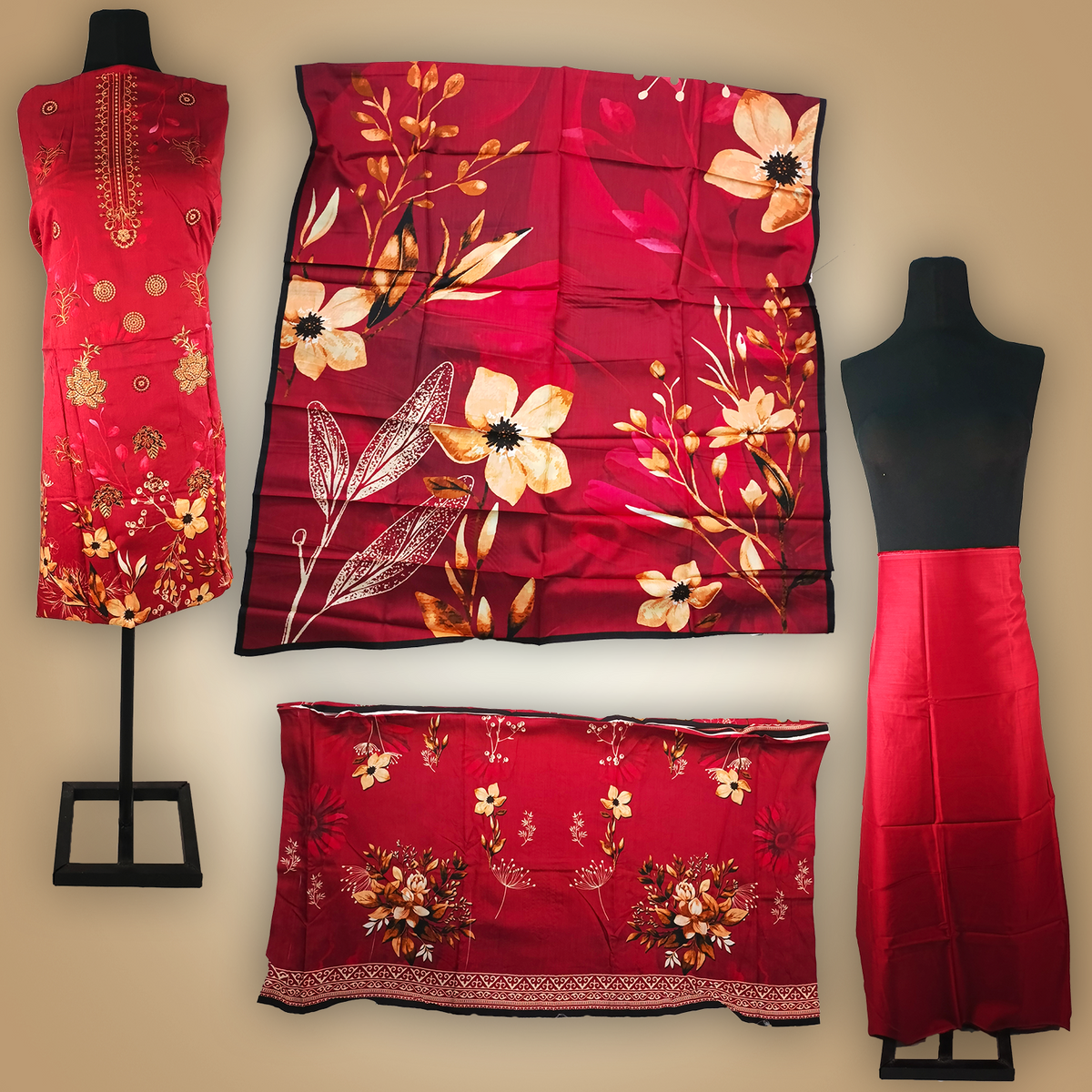 AUTUMN VEIL - 3 Piece Embroidered Viscose Suit