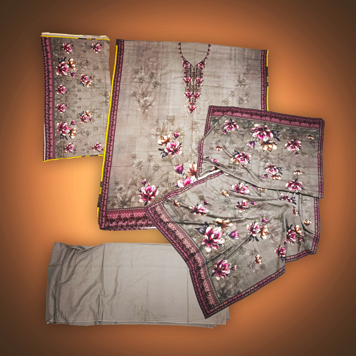 DUSKY BLOOM - 3 Piece Printed Banna Dora Linen Suit