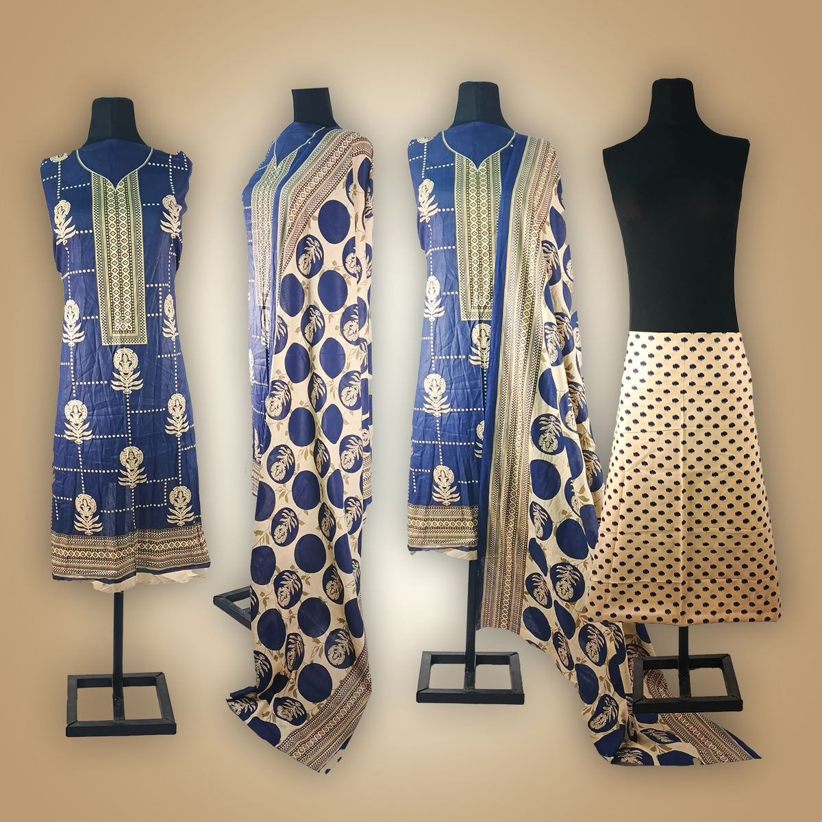ROYAL INDIGO - 3 Piece Printed Cambric Suit