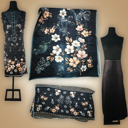 AUTUMN VEIL - 3 Piece Embroidered Viscose Suit