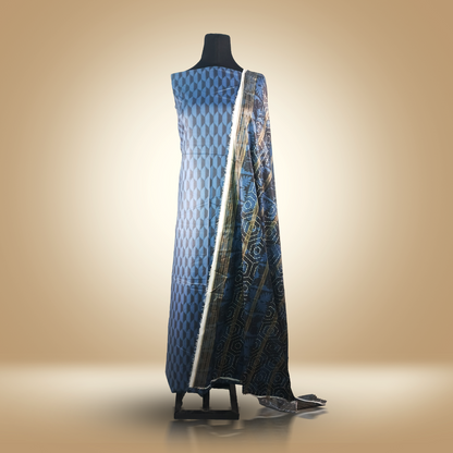 MIDNIGHT GEOMETRY - 3 Piece  Printed Linen Suit