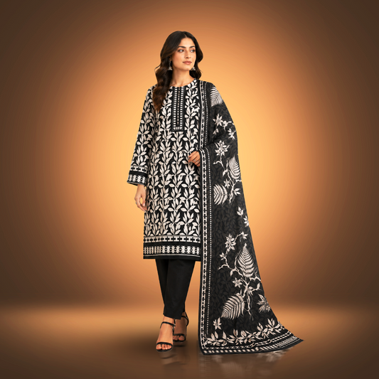 NOIR BLOOM - 3 Piece Printed Linen Suit