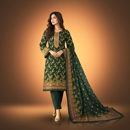 EMERALD VINE - 3 Piece Printed Cambric Suit