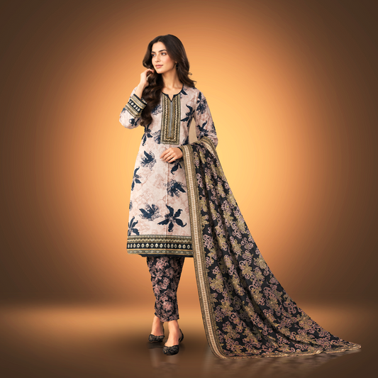 BLUSH NOIR - 3 Piece Printed Cambric Suit