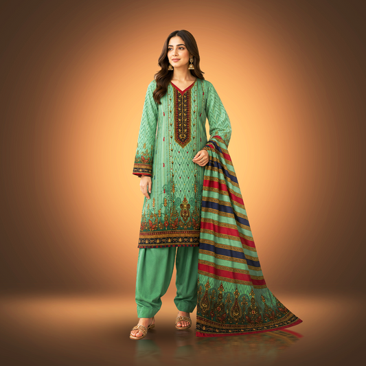 JADE HEIRLOOM - 3 Piece Printed Linen Suit