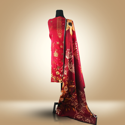 AUTUMN VEIL - 3 Piece Embroidered Viscose Suit