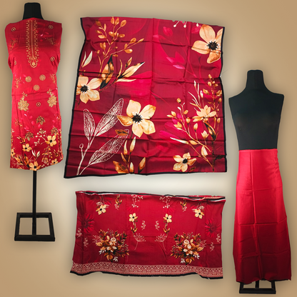 AUTUMN VEIL - 3 Piece Embroidered Viscose Suit
